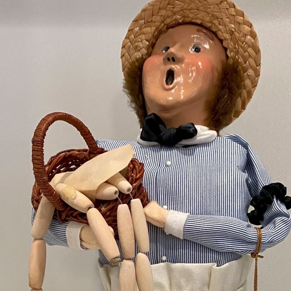 Byers' Choice Caroler three piece Sausage butcher with dog